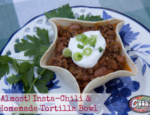 Almost Insta-Chili in a Tortilla Bowl